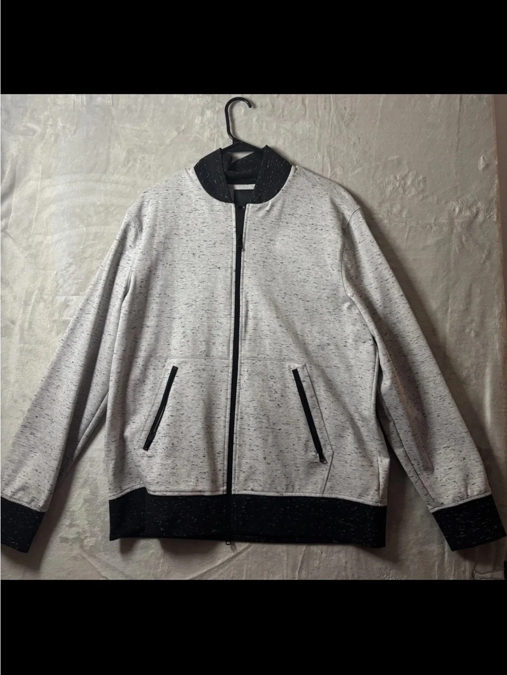 Banana Republic Sweater Mens XL Bomber Jacket Gray Black Full Zip Knit